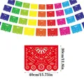 Detailed view of Mexican Papel Picado banner with 30x40cm size specifications - Five Rings Banner (Nine Panels)