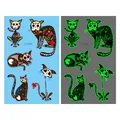 Tatouages temporaires lumineux chat de dessin animé pour le Jour des Morts - Style de Chat V2 Lumineux Jour des Morts (En-024)