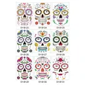 Day of the Dead waterproof face tattoo stickers for Halloween masquerade party makeup - 210*150MM / Colorful Cartoon Skull Set (SY-B123-131) / 9 Sheets