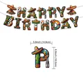 Mexican Fiesta Happy Birthday banner with colorful cactus and sombrero designs for party decor - 1 Banner Set
