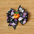 Fermaglio per capelli a fiocco di Halloween con zucca centrale e motivi di fantasmi - Fermaglio per Capelli Zucca di Halloween
