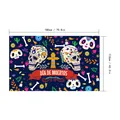 Striscione Giorno dei Morti con teschi colorati, 180x110cm per decorazioni festive - Stile 5