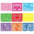 Σετ από εννέα πολύχρωμα μεξικάνικα πανό papel picado με παραδοσιακά λαϊκά μοτίβα. - Γενικής Χρήσης Banner Πεταλούδα