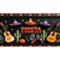 Bannière de fête mexicaine colorée avec des sombreros des guitares et des cactus du désert - Style de Police Dorée Fiesta (12000320251112)