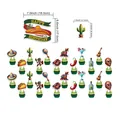 Mexican fiesta birthday party cupcake toppers and cake banner decoration set with sizes - 24 Small Toppers + 1 Large Topper
