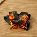 Handmade Halloween hair bow clip for girls featuring orange ribbons and witch hat - Halloween Witch Hat Hair Clip