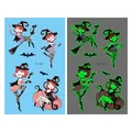 Autocollants de tatouage temporaire de sorcière d'Halloween avec effet lumineux jour nuit - Style de Chauve-souris Lumineuse Halloween (En-027)