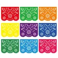Πολύχρωμα μεξικάνικα πανό Papel Picado με περίπλοκα διάτρητα φλοράλ σχέδια. - Banner με Ανθικό Μοτίβο