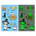 Tatouages temporaires Halloween phosphorescents motifs squelette et sorcière - Style de Hibou Lumineux Halloween (En-031)
