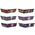 Set of 6 Day of the Dead paper snack trays with colorful skull patterns - Day of the Dead Paper Food Trays / Set of 6