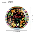Bunte 9-Zoll-Pappteller mit Cinco de Mayo-Motiv für mexikanische Fiesta-Partys - Mexikanisches Thema-9 Zoll / 10er-Set