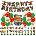 Kit complet de décoration de fête d'anniversaire thème fiesta mexicaine avec ballons et bannières - 1 Lot De Drapeaux En Papier + 24 Petits Drapeaux + 1 Grand Drapeau + 18 Ballons