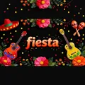 Sfondo vibrante per festa messicana con chitarre maracas e decorazioni floreali vivaci - Stile Fiesta Artistico (12000520251112)