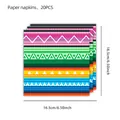 Packung mit 20 mexikanischen Party-Servietten mit bunten geometrischen Mustern, 16,5 cm - Regenbogen Gestreift / 20 Stück