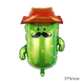 Vue détaillée d'un ballon en aluminium cactus Fiesta mexicaine avec chapeau et moustache - Monsieur Cactus