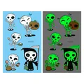 Autocollants tatouage crâne Halloween lumineux avec effet phosphorescent - Style de Faucheuse Lumineuse Halloween (En-037)