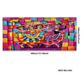 Großes Tag der Toten Garagenbanner mit tanzenden Skeletten, 400x180cm Dekoration - Karneval Bunter Skelett Stil (WCX-WLJ-044) / 400x180cm