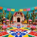 Sfondo fotografico carnevale festa messicana con cactus, chitarra e arco decorativo - Stile Arco di Pietra (12000720251112)