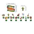 Mexican fiesta birthday party decoration set featuring cake toppers and cupcake picks - 12 Small Toppers + 1 Large Topper