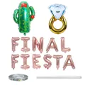 Final Fiesta Mexicaanse party ballonset met cactus diamantring en roségouden letters - Kaktus Thema Ballonset / 13-delige set / Roségoud