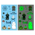 Tatouages temporaires Halloween phosphorescents pour enfants, motifs fantôme et citrouille - Style de Maison Hantée Lumineuse (En-038)
