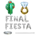 Mexicaanse Fiesta feestballonset met cactus ring en zilveren FINAL FIESTA letters - Kaktus Thema Ballonset / 13-delige set / Zilver