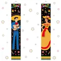 Mexican Cinco de Mayo party banners featuring festive character illustrations - Door Couplet Hanging Banner Set (8)