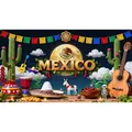 Sfondo per festa messicana colorata con cactus, chitarra e luna per decorazione - Stile Notte Stellata (12000820251112)