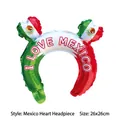 Detailansicht des mexikanischen Ballon Stirnbands mit Flaggenfarben und Herzformen - Mexiko Herz Stirnband Ballon / Mexiko Flaggenfarbe