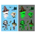 Tatouages temporaires lumineux d'Halloween pour enfants avec momie et squelette cartoon - Style de Pirate Lumineux Halloween (En-040)