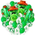 Detail van cactus thema feestballonnen set met folie en latex ballonnen - Cactus Thema Feestballonnen Set / 27-delige set