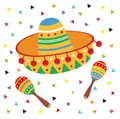 Ensemble de vaisselle de fête mexicaine avec dessin coloré de sombrero et de maracas - Serviettes 20 Pièces