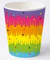 Gobelet en papier jetable avec franges arc-en-ciel et confettis pour fête à thème mexicain - 8 Paper Cups