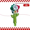 Handheld Mexican flag themed rose flower aluminum foil balloon for party decoration - Mexico Rose Flower Stick Balloon