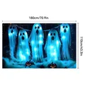 Large Halloween glowing ghost backdrop with pumpkins for scary party decor 180x110cm - Glowing Ghosts And Pumpkins (WLJ026-05) / 180x110cm / Black/Glowing Effect