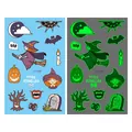Tatouages Halloween luminescents pour enfants avec sorcières et citrouilles - Style N&B Lumineux Halloween (En-045)