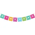 Colorful Mexican felt Papel Picado banner for Day of the Dead and holiday party decor - Square Hollow Style
