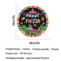 Plato de papel para fiesta mexicana de 7 pulgadas con diseño de cactus y piñata colorida - Paquete de 10 / Plato de 7 pulgadas