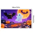 Cute cartoon Halloween background banner with ghost bat and pumpkin designs 180x110cm - Cartoon Halloween Ghost Pumpkin (WLJ026-06) / 180x110cm / Multicolor/Purple Moon