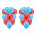 Lot de ballons de fête festifs en latex bleu et rouge en forme de cœur pour décoration - 20 Ballons Bleu et Rouge
