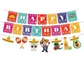 Colorful Mexican fiesta birthday banner with sombrero and taco paper decorations - Happy Birthday and Elements Banner Set