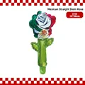 Globo de papel de aluminio con forma de rosa y bandera de México para decorar fiestas - Globo de Flor de Rosa con Tallo de México