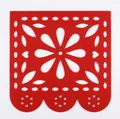 Bannière mexicaine en feutre orange Papel Picado avec motifs floraux découpés traditionnels - Carré / A3