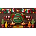 Sfondo festivo per festa messicana con sombreros maracas e cactus per decorazioni per feste - Stile Scena Folk Marrone Scuro (12001920251112)