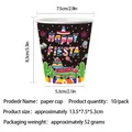 Vasos de papel para fiesta mexicana pack de 10 con diseño de piñata para carnaval - Paquete de 10 / Vaso de papel