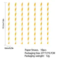 Pajitas de papel a rayas amarillas y blancas juego de 10 para decoración de fiesta - Juego de 10 Piezas / Pajita