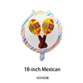 18-inch Mexican carnival theme round foil balloon with maracas graphic for party decor - Maracas Pattern