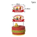 Mexikanische Fiesta Geburtstagstorte Topper mit Happy Birthday Banner und Sombrero - Großer Kuchen Topper