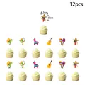 Detaillierte Größenangabe für 12 mexikanische Fiesta-Cupcake-Topper mit Kaktus-Motiv - Zahnstocher-Fahnen / 12er Set