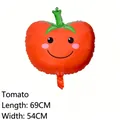 Detailansicht eines großen lächelnden Tomaten-Folienballons für festliche Geburtstagsdeko - Tomate